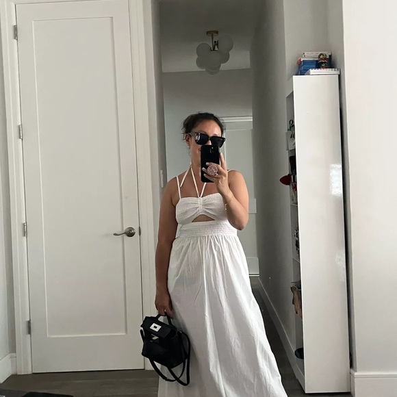 Women's Smocked Cut-Out Maxi Sundress - Universal Thread White XS - Picture 7 of 10